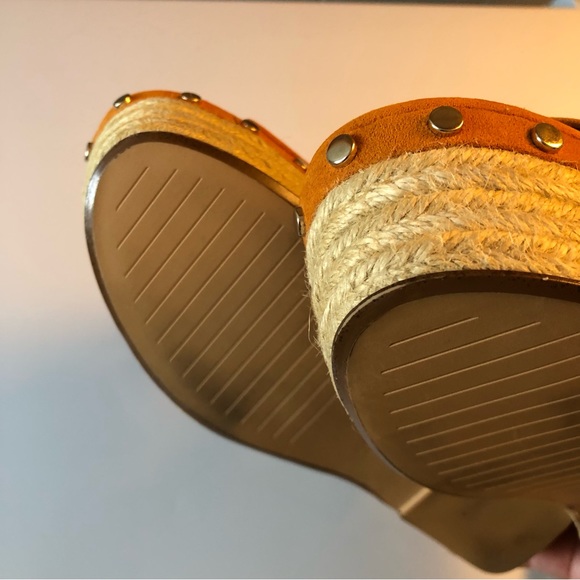 * ZARA Orange Faux Suede Espadrille Wedge Platform Women’s Size 39 Sandals - Picture 9 of 15